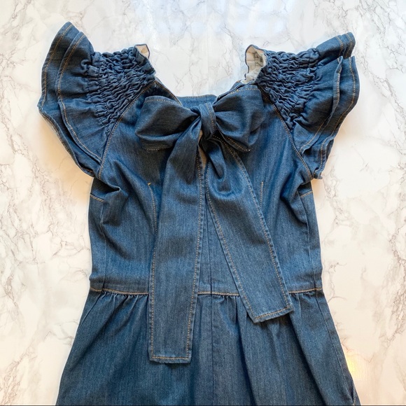 Red Valentino Ruffle Sleeve Denim Dress Size 4 - Picture 3 of 12
